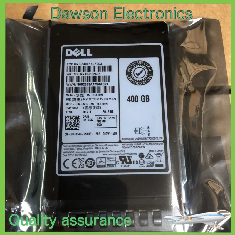 Dell MFC6G 0MFC6G 400GB SAS 12Gbps 2.5" Mixed Use Solid State Drive SSD 14th Gen - Image 1 of 4