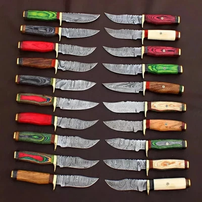 Lot of 20 Custom Handmade Damascus Steel 8" Camping & Hunting Knives - From USA. - Image 1 of 3