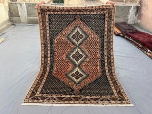 4x6 Antique Turkish Inspired Caucasian Medallion Wool Rug, Tribal Area Rug - Picture 1 of 12