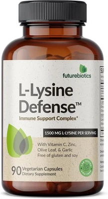 Complexo de suporte imunológico Futurebiotics L-Lisine Defense 1500 MG porção com V - Imagem 1 de 4