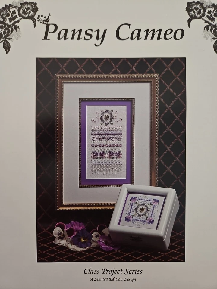 Just Nan PANSY CAMEO Cross Stitch Pattern LIMITED EDITION CLASS PROJECT SERIES  - Image 1 of 4