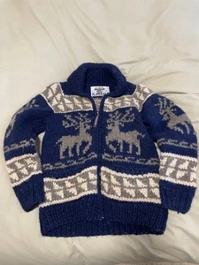 KANATA Cowichan Strick Pullover Gr. M Navy Canada Made Wolle Cardigan Vintage - Bild 1 von 13