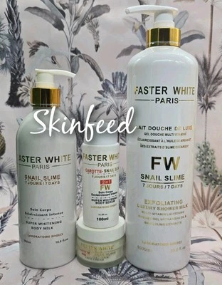 Faster White Snail Slime Shower Milk, Body Lotion, Serum, & Facecream. - Image 1 of 4