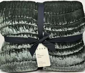 West Elm Lush Velvet Wave FULL / QUEEN Quilt ~ Dark Moss - Picture 1 of 2
