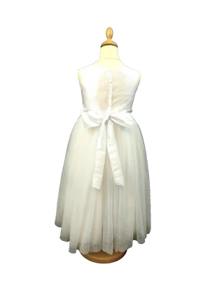 Vestido niña florista para boda blanco brillante tul falda David's Bridal talla 10 Foto 1 de 4