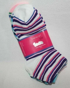 Socks Women's Striped/Metallic Pattern Footie Socks 3 Pair Pack - Sock Size 9-11 - Picture 1 of 6