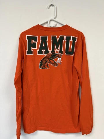 Florida AM University FAMU Rattlers Shirt Adult Size Small Longsleeve Orange Cover