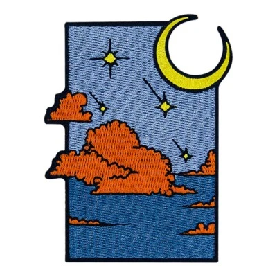 Embroidered Iron /Sew On Patches Jeans design patch Star Moon Blue Sky 1123R - Image 1 of 4
