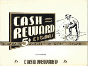 Etiqueta de caja de cigarros RECOMPENSA EN EFECTIVO interior DE COLECCIÓN RARA original,   - Imagen 1 de 1