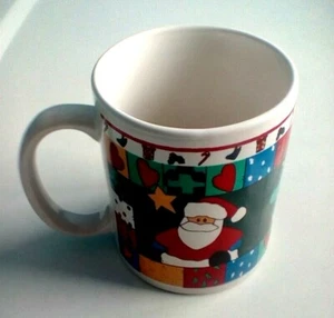 Colorful Santa Snowman Coffee Cup Mug Wrap Around Design - Picture 1 of 6