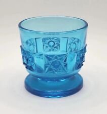 EAPG Bellaire Goblet,Co. "Stars & Bars" BLUE Glass Cup Goblet 