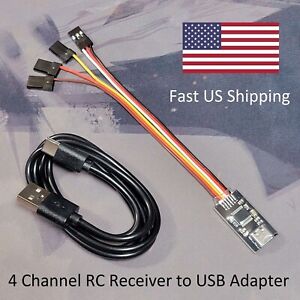RC Car Receiver to USB Joystick Adapter - 4 Channel - USB C - Works with VRC Pro