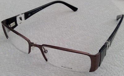 标志性警察 V8459 - 闪亮棕色/黑色半无框 - 53-17-140 - 意大利制造 — 第 1/4 张图片