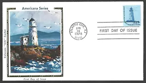 US FDC 1978 AMERICANA SERIES STAMP SCOTT #1605 LIGHTHOUSE COLORANO SILK CACHET - Picture 1 of 2