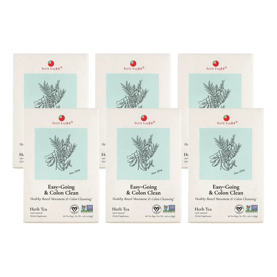 Té de hierbas Easy-Going y Colon Clean de Health King (6 cajas de 20 bolsitas de té cada una) Foto 1 de 1