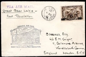 2069 CANADA FFC FIRST FLIGHT COVER 1932 GREAT BEAR LAKE, NWT - FORT RESOLUTION - Picture 1 of 2