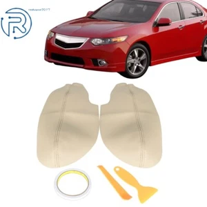 Fit For Acura TSX 2009-2014 Beige Leather Synthetic Door Panel Armrest Cover - Picture 1 of 10