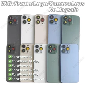 For iPhone 14 15 Plus Pro Max Back Glass With Replacement Frame Rear Cover Lot - Picture 1 of 4