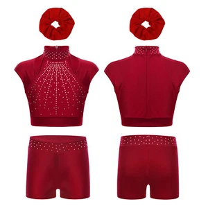 Girls Sets Yoga Outfit Sports 3Pcs Workout Tank Tops Gymnastic Tracksuit Shiny - Picture 1 of 44