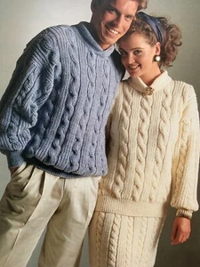 Vtg Wendy DK 3341 Men Women Jumper & Skirt Knitting Pattern 30-44” - Picture 1 of 6