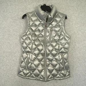 Calvin Klein Puffer Vest Womens M Silver Full Zip Pockets Lightweight Outdoor - Picture 1 of 11