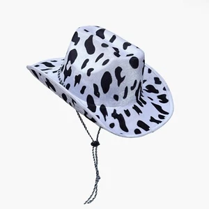 NEW With Tag Cow Print Cowboy Hat Fun Costume Cowgirl Women Men Cosplay - Picture 1 of 4