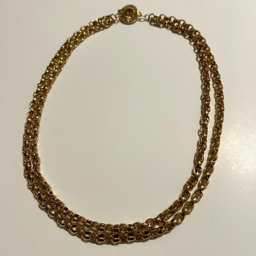 Collana Vintage Givenchy Doppia Catena Logo Gancio Tono Oro Pesante Grossa Passerella Anni 80