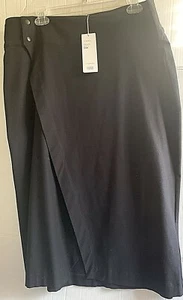 Eileen Fisher Women’s Skirt Wrap Blk Stretch Crepe Knee/L Snap Closure size L - Picture 1 of 5