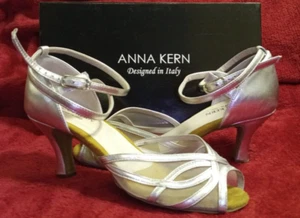 Anna Kern Tanzschuh Latein Sandalette Silber Absatz 6,5cm -gebraucht Gr. 5 - Bild 1 von 10