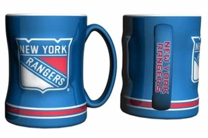 New York Rangers Coffee Mug - 14oz Sculpted Relief by Boelter Brands - Picture 1 of 1