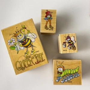 Queen Bee~Honeybee~Insects~Mary Englebreit~Set of 4 Rubber Stamp~All Night Media - Picture 1 of 24