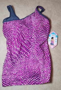 Free Country Tankini Swimsuit Top Small NWT NEW Free FLX UPF 50+ Purple Grey Dot - Picture 1 of 5