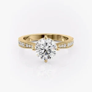 14k Yellow Gold Round Cut 1.20 Ct IGI Lab Grown Diamond Wedding Ring  5 5.5 - Picture 1 of 14