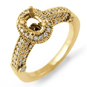 Anillo de compromiso de diamantes redondos con montura ovalada de 0,75 quilates de oro amarillo de 14 k F VS1  - Imagen 1 de 3