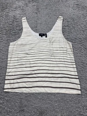Blusa sin mangas Theory para mujer mediana marfil a rayas seda sin mangas cuello redondo Foto 1 de 4