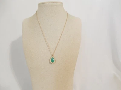 Collar Colgante Lágrima Piedra Verde Tono Oro 15" Charter Club C780 Foto 1 de 4