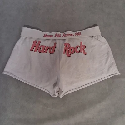Hard Rock Cafe New York Booty Shorts XL White Spell Out Love All Serve All Sweat - Image 1 of 4