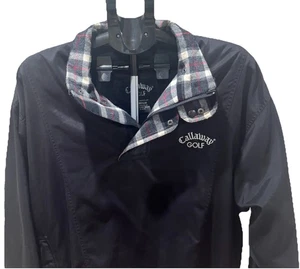 Vintage Callaway Golf Men’s Medium Black Windbreaker Jacket Plaid Scotland - Picture 1 of 8