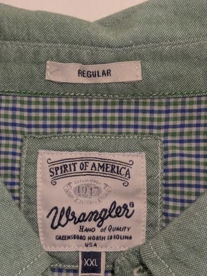 Wrangler Green Shirt  Regular Fit  Long Sleeve Size Xxl - Image 1 of 4