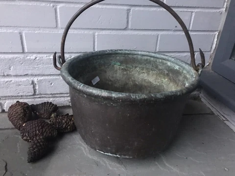 Vintage Copper Tub Bucket Garden Planter French Display brass antique Cover
