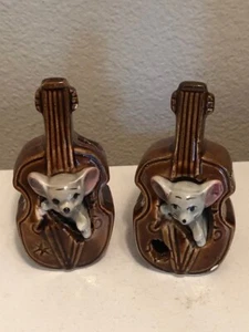 2 statuine vintage topo topo che sbirciano fuori dai violini Giappone alte 3,5" - Foto 1 di 9