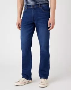 Pantalones de mezclilla elásticos Wrangler Texas nuevos para hombre regulares azul oscuro desvanecido vintage - Imagen 1 de 2