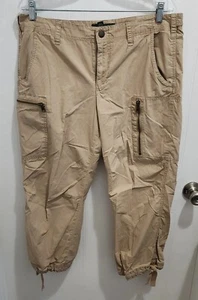 Ralph Lauren Jeans Co Women's Cargo Crop Capri Pants Khaki Beige Size 12 - Picture 1 of 11