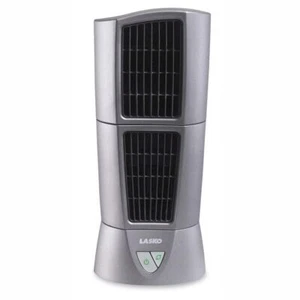 Lasko 4910 14"x6" Oscillating Desk Stand Aero Fan Fat 3 Speed Plastic Platinum - Picture 1 of 2