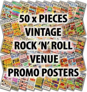 50 x Carteles Clásicos de Rock & Roll Tour Fotos Collage Montaje Colección: 6"x4" - Imagen 1 de 6