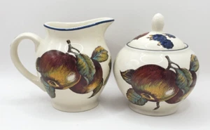 Pier 1 MACINTOSH Sugar Bowl & Creamer Set Excellent, Farmhouse BoHo - Picture 1 of 8