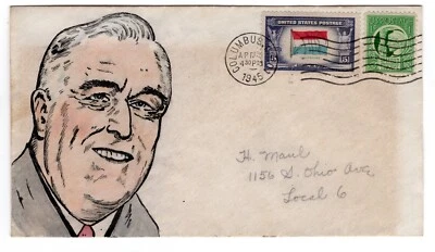 WWII Patriotic Franklin D. Roosevelt 1945 Hand-Painted EARLY & RARE MAUL - Image 1 of 2