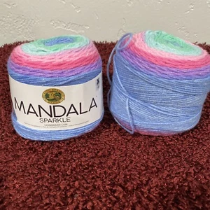 2 MANDALA Sparkle Draco #313 328yds/ea 3.5oz Lion Brand Acrylic Yarn Light 3 - Picture 1 of 4