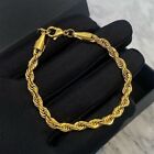 5mm Woman 18k Gold Plated Stainless Steel Rope Chain Bracelet Bangle 8.25''