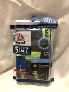 Reebok Boys 5 Pack Performance Boxer Briefs Small 6/7 - Green Gray Black WQ1 - Picture 1 of 2
